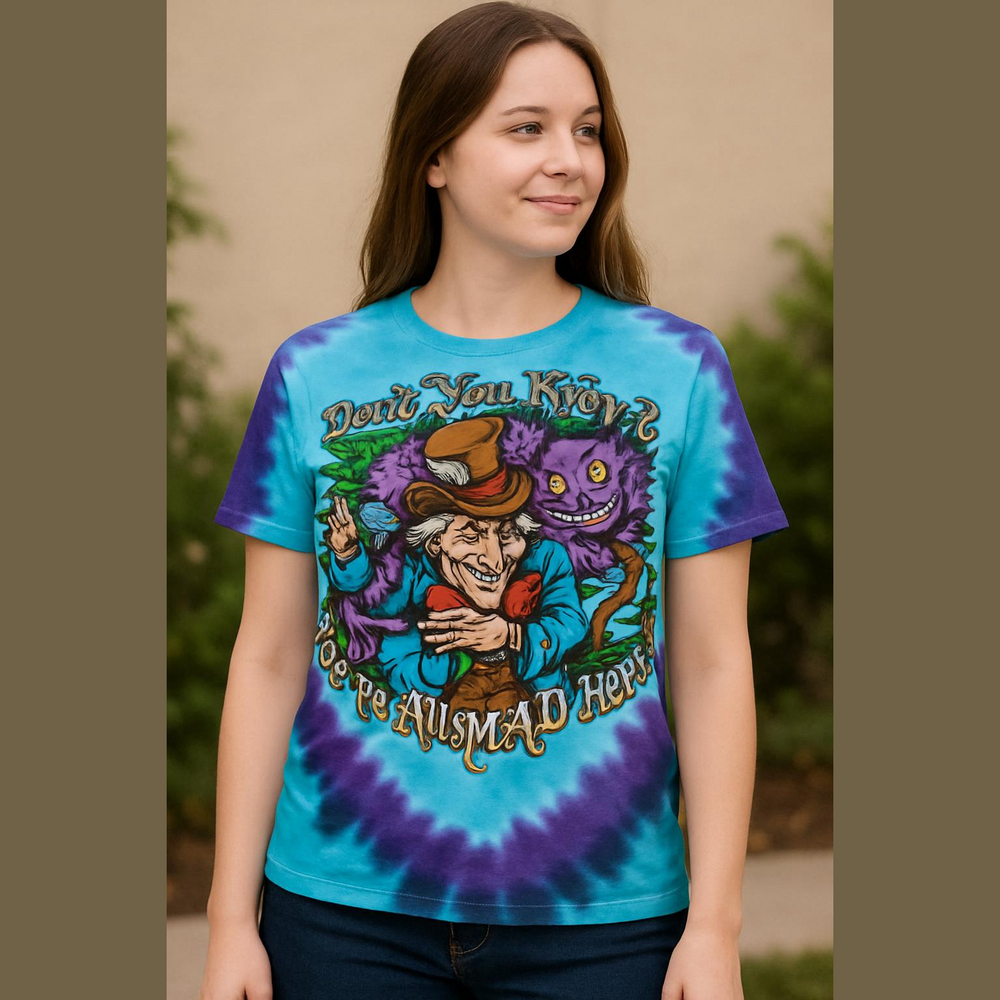 Alice in Wonderland Mad Hatter Tie-Dye Graphic Tee - Purple / Blue XL